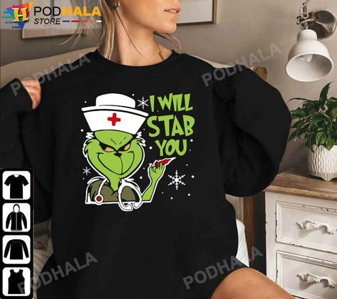 Grinch Christmas Shirt, I Will Stab You T-Shirt For Nurses Check more at https://podhalastore.com/product/grinch-christmas-shirt-i-will-stab-you/ Grinch Christmas Shirt, Grinch Christmas, Trending Gifts, Christmas Shirt, Grinch, Christmas Shirts, Family Members, Christmas, T Shirt