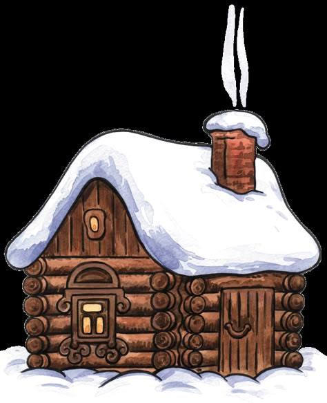 WINTER CABIN CLIP ART Cottage Drawing, Winter Clipart, Winter Cabin, Cottage House, House Drawing, Christmas House, Winter House, Winter Crafts, Christmas Clipart