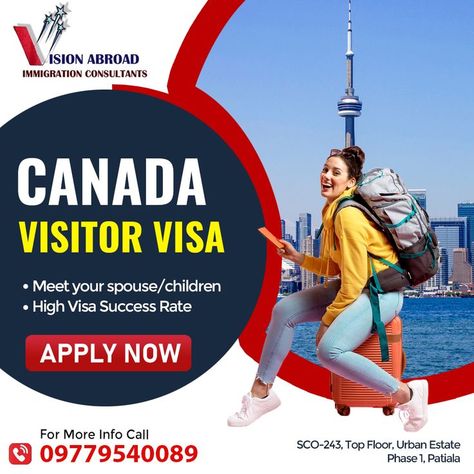 #photoshop #visa #visitorvisa #canada #facebook #instagram #post #socialmedia #post #design #graphic Canada Immigration Posters, Tourist Poster Design, Tourist Visa Creative Ads, Immigration Post Design, Visa Poster Design, Canada Tourist Visa, Immigration Canada, Study In New Zealand, Uk Visa