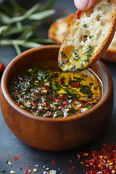 Irresistible Olive Oil Bread Dip combines olive oil, garlic, herbs, and balsamic vinegar. Perfect with crusty bread. Try it now! Bread Dipping Sauce, Oil Bread Dip, Olive Oil Bread Dip, Olive Oil Dip For Bread, Olive Oil Dip, Olive Dip, Bread Oil, Bread Dipping Oil, Garlic Balsamic