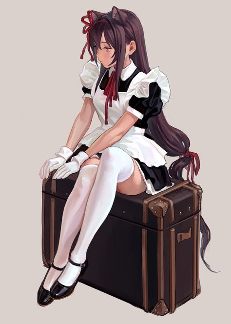 Anime Maid, Maid Outfit, Girls Characters, 영감을 주는 캐릭터, Female Character Design, Cat Girl, Anime Artwork, Manga Girl, An Anime