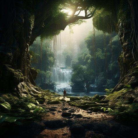 I will create ai art based on your own ideas Fantasy Jungle, Waterfall Aesthetic, Fantasy Forest, Landscape Photography Nature, Fantasy Setting, Fantasy Places, Fantasy Adventure, Cool Wallpapers Art, Fantasy Art Landscapes