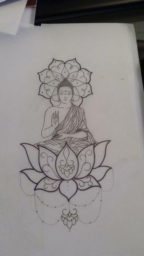 Lotus Buddha, Tattoo Lotus, Buddhist Tattoo, Buddha Tattoo Design, Buddha Tattoos, Kunst Tattoos, Polynesian Tattoos, Buddha Tattoo, Buddha Art Painting