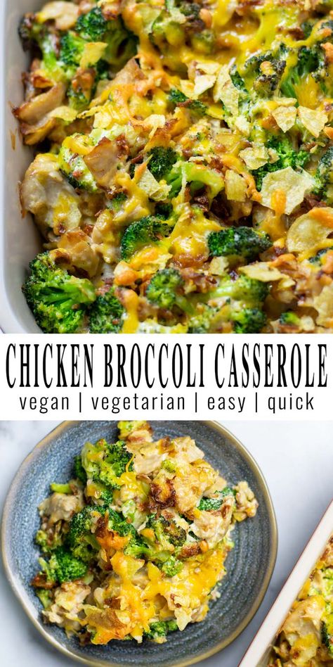 Vegan Chicken Casserole, Vegan Chicken And Broccoli, Chicken Broccoli Casserole No Soup, Vegan Broccoli Casserole Recipes, Dairy Free Chicken Broccoli Casserole, Whole 30 Broccoli Casserole, Healthy Chicken Broccoli Pasta Casserole, Broccoli Casserole Healthy, Easy Broccoli Recipes