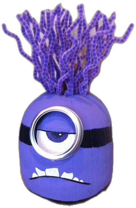 Evil minion pumpkin. Hand painted pumpkin Purple Minion Pumpkin, Minion Pumpkin Painting, Bad Minion, Evil Minion, Minion Pumpkin, Pumpkin Stencils Free, Purple Minions, Minion Halloween, Pumpkin Stencils