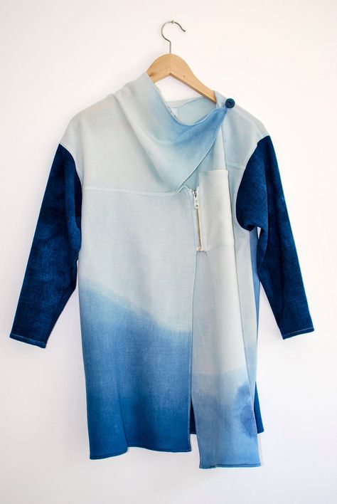 Artistic Top / Cubist Women's Top / Indigo Dyed Tailored Top / Ombre Fine Wool Tunic / Asymmetrical Loose Shirt by TJindigo on Etsy https://www.etsy.com/au/listing/279894346/artistic-top-cubist-womens-top-indigo Oversized Hand-dyed Tops For Streetwear, Oversized Asymmetrical Cotton Blouse, Oversized Asymmetrical Cotton Tops, Wool Tunic, Indigo Cotton Patchwork Outerwear, Arty Fashion, Oversized Soft-washed Tie Dye Top, Cubist Paintings, Natural Indigo Dye