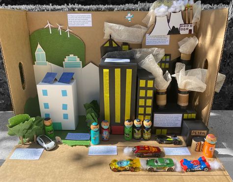 Air Pollution Project, Pollution Project, Shoe Box Diorama, Box Diorama, Eco City, Baby Learning Activities, Clean Environment, Baby Learning, Air Pollution