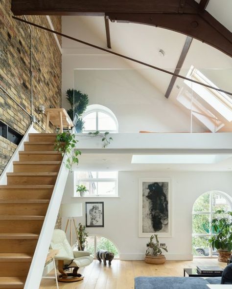 The Modern House on Instagram: "#forsale Heavens Above: an apartment within a converted chapel in south London, with soaring ceilings and exposed beams. Follow the link in our bio for the sales particulars. Nunhead Grove, London SE15" Chapel Renovation, Converted Chapel, Chapel Conversion, Borrowed Light, Timber Truss, Small Terrace, Victoria London, Take Me To Church, The Modern House