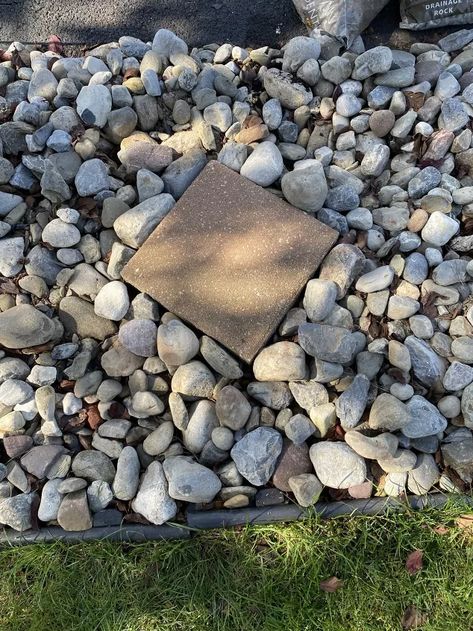 Front Yard Rock Bed Transformation | Hometalk Rock Bed Decor, Rock Bed With Potted Plants, Bed Transformation, Rock Flower Beds, Address Marker, Landscape Curbing, Rock Bed, Diy Marker, Raised Flower Beds