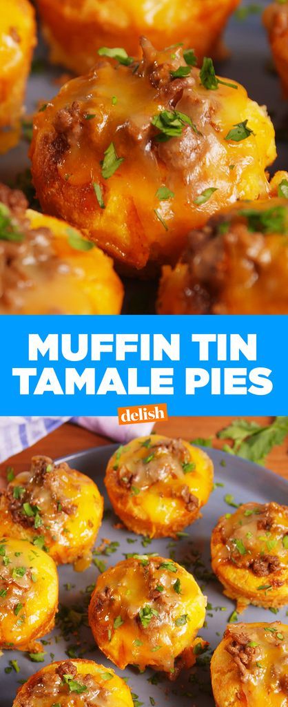 Mini Tamale PiesDelish Tamale Cupcakes, Drink Appetizers, Saturday Christmas, Fun Appetizers, Tamale Pie Recipe, Mexican Dinners, Fast Appetizers, Latino Food, Tin Recipes