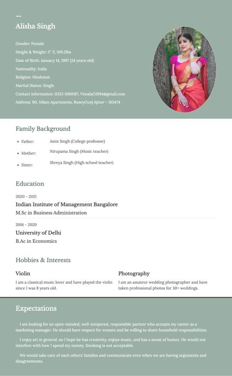 Make a Simple yet Attractive Biodata [Free Format for Job & Marriage] Biodata For Marriage Format For Girl, Matrimonial Biodata Format, Biodata Ideas, Marriage Cake, Project Layout, Marriage Biodata Format, Indian Matrimony, Perfect Cv, Bio Data For Marriage