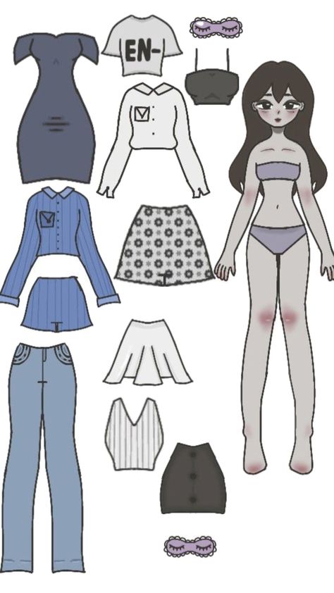 Printable Paper Dolls With Clothes, How To Draw Paper Doll, How To Make A Paper Doll, Paper Doll Ideas, Paper Doll Craft, Free Printable Paper Dolls, Paper Doll Printable Templates, Paper Dolls Clothing, Anime Paper