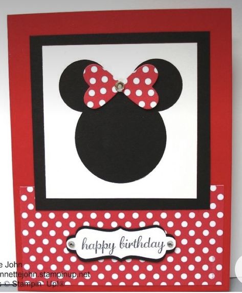 Mickey Cards Handmade, Disney Handmade Cards, Mickey Mouse Birthday Cards, Diy Disney Cards, Character Cards, Disney Cards, Bday Cards, Minnie Birthday, Mini Mouse