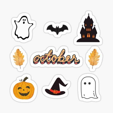 Good Notes Halloween Stickers, October Digital Stickers, Halloween Journal Stickers, October Stickers Planner, Spooky Stickers Printable, Scrapbook Ideas Halloween, Halloween Sticker Ideas, Halloween Stickers Aesthetic, Sticker Moodboard