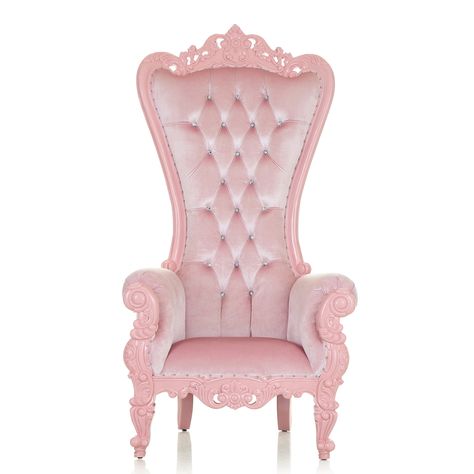 These 100% handcrafted solid mahogany wood event throne chairs are the perfect choice for weddings, birthdays, baby showers and other occasions! Featuring stain-resistant marine grade vinyl upholstery and crystal tufting. Age recommendation: Teenagers / Adults Smaller imperfection might occur due to the handmade nature of this product! Wedding Throne, Princess Chair, Birthday Chair, Queen Chair, Throne Chairs, Throne Chair, Regal Design, Pink Chair, Basement Remodel