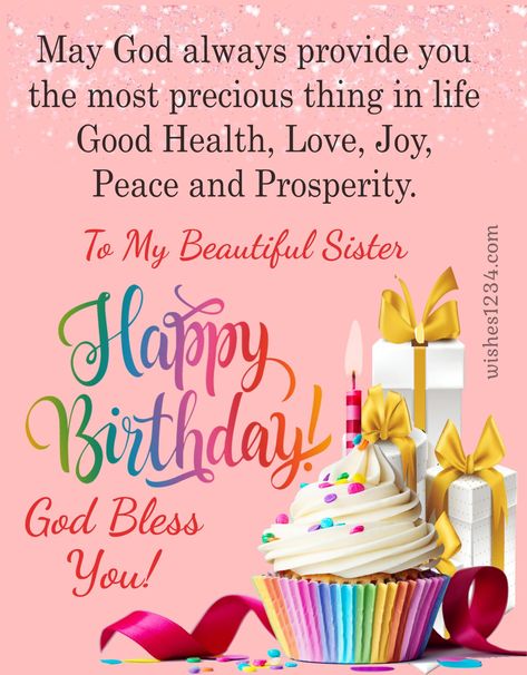 80+ Happy Birthday Sister Messages, Wishes, and Quotes Happy Birthday Prayers, Happy Birthday Sister Messages, Wishes For Sister Birthday, Quotes For Sister Birthday, Sister Birthday Wishes, Happy Birthday Little Sister, Birthday Quotes For Sister, Messages For Sister, Religious Birthday Wishes