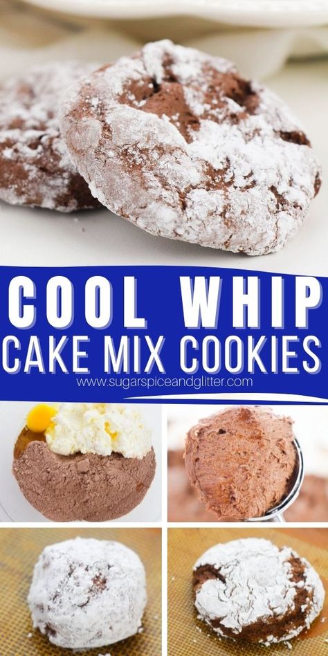 Melt-in-your-mouth, 4-Ingredient Cool Whip Cookies are a delicious treat to make with the kids when you're pressed for time but want to make a few memories (and sweet treats). Whip them up and bake in less than 15 minutes total! Soft Desserts After Wisdom Teeth, Cool Whip Cookie, Whip Cookies, Recipes Kids Can Make, Christmas Cookie Tray, Cool Whip Cookies, How To Make Brownies, Blossom Cookies, Cake Mix Cookie Recipes