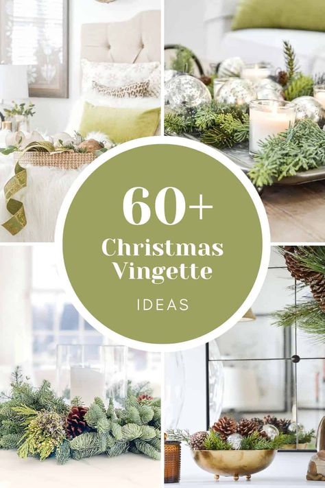 Christmas Vignettes Ideas, Christmas Vignettes Display, Christmas Decor Food, Christmas Vignette, Christmas Vignettes, Christmas Tabletop, Christmas Arrangements, Home Board, Homes And Gardens