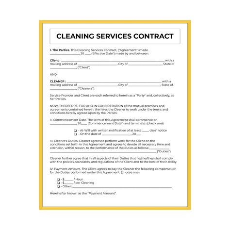 10 Best Free Printable Cleaning Business Forms - printablee.com Cleaning Contracts Template, Cleaning Business Contract, House Cleaning Business Cards Ideas, Cleaning Business Forms Free Printable, Cleaning Contracts Free Printable, Cleaning Business Plan, Cleaning Service Contract, Cleaning Business Forms, House Cleaning Checklist Printable