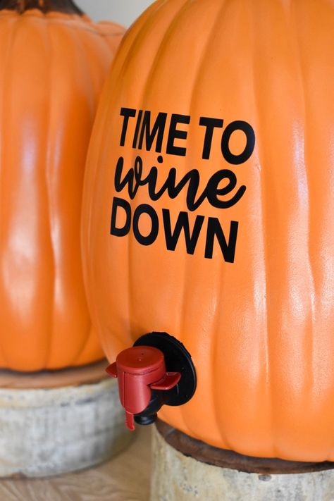 This Fall’s Must-Have Bar Accessory: A DIY Pumpkin Wine Dispenser Wine Pumpkin, Birthday Bonfire, Spooky Soiree, Pumpkin Carving Pattern, Pumpkin Wine, Craft Pumpkins, Neighborhood Party, Pumpkin Drinks, Cooking With White Wine