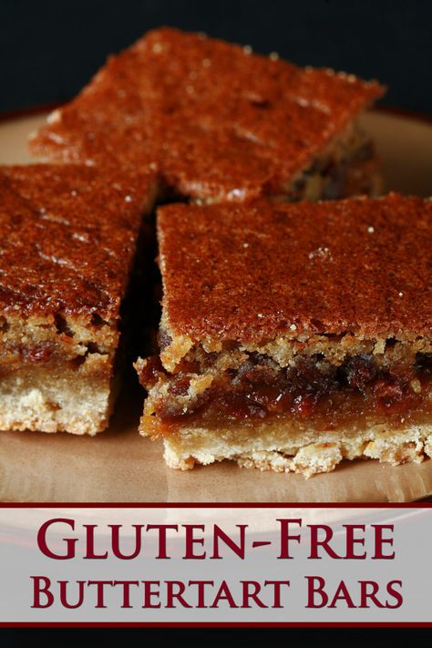 Gluten Free Butter Tart Squares, Gluten Free Bars And Squares, Glutton Free Desserts, Gluten Free Butter Tarts, Gluten Free Squares, Gf Squares, Buttertart Squares, Gluten Free Shortbread Crust, Celiac Desserts