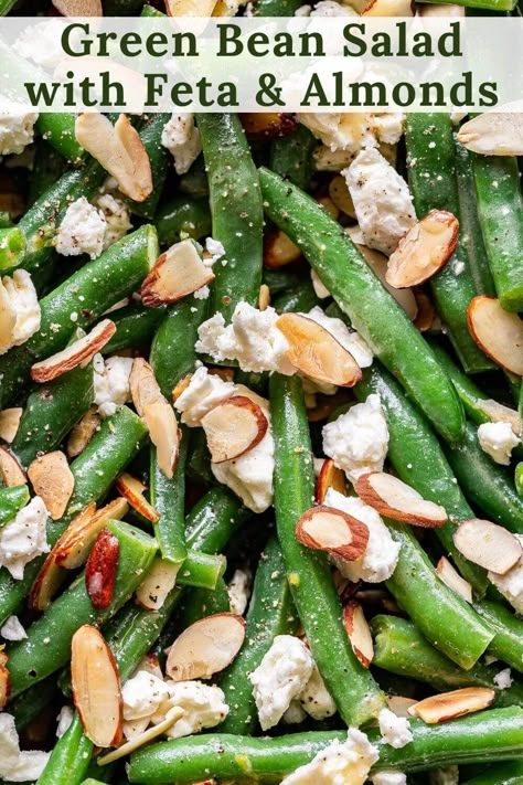 Green Bean And Broccoli Salad, Green Bean And Feta Salad, Green Bean Feta Salad, Spring Beans Recipe, Cold Green Bean Recipes, Feta Green Beans, String Bean Salad, Green Beans Salad, Salad Feta