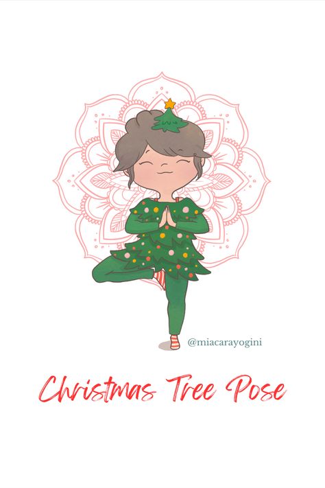 This illustration is a delightful fusion of holiday cheer and yoga-inspired creativity. A great way to decorate your yoga studio walls and greet your yoga students during the holidays. Also a lovely yoga teacher present. Yoga Christmas Tree, Christmas Yoga Poses, Thanksgiving Yoga, Christmas Yoga, Yoga Christmas, Winter Yoga, Yoga Workshop, Yoga Illustration, Funny Yoga