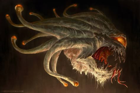 Beholder Dungeons And Dragons, Beholder Art, Monster Inspiration, Dnd Creatures, Dungeons And Dragons Memes, Dark Creatures, Beast Creature, Creature Artwork, Double Down