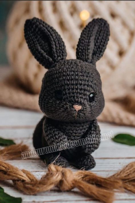 Crochet Rabbit Free Pattern, Easy Crochet Animals, Black Bunny, Crochet Animal Amigurumi, Crochet Bunny Pattern, Pola Amigurumi, Bunny Crochet, Crochet Rabbit, Crochet Animals Free Patterns