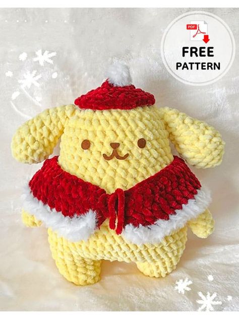 Winter Sanrio Crochet Amigurumi Free Pattern Christmas Theme Crochet, Sanrio Amigurumi Free Pattern, Free Sanrio Crochet Patterns, Sanrio Crochet Pattern, Sanrio Crochet Free Pattern, Beginner Amigurumi Pattern Free, Sanrio Crochet, Amigurumi Beginner, Crochet Amigurumi Free Pattern