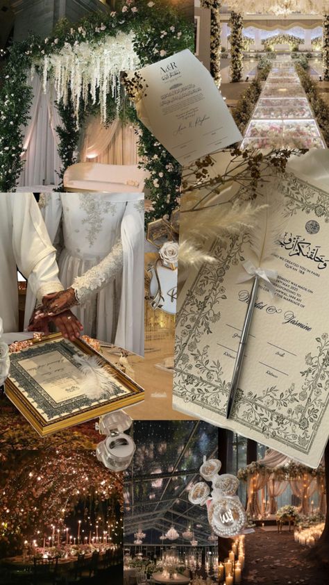 aesthetic moodboard for islamic nikkah Nikah Vision Board, Islam Marriage Aesthetic, Nikkah Mood Board, Somali Nikkah Decor, Outside Nikkah, Nikkah In Madina, Nikkah In Masjid, First Hug After Nikkah, Nikkah In Mosque