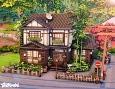 Japanese Starter Home 🌤️ Ts4 Japanese House, Sims 4 Mount Komorebi House, Japanese Home Sims 4, Sims 4 Mt Komorebi House, Sims 4 Entry Way Ideas, 20x15 Sims 4 House, Sims 4 20x15 House, Sims Starter Home, Sims 4 Starter House