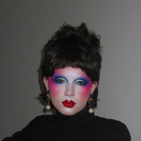 Crazy 80s Makeup, Vintage Makeup Inspiration, 80s Blush Makeup, New Romantics Makeup 80s, 80s Style Makeup, 80s Drag Queens, 80s Drag Makeup, New Romantics Makeup, 80s New Wave Makeup