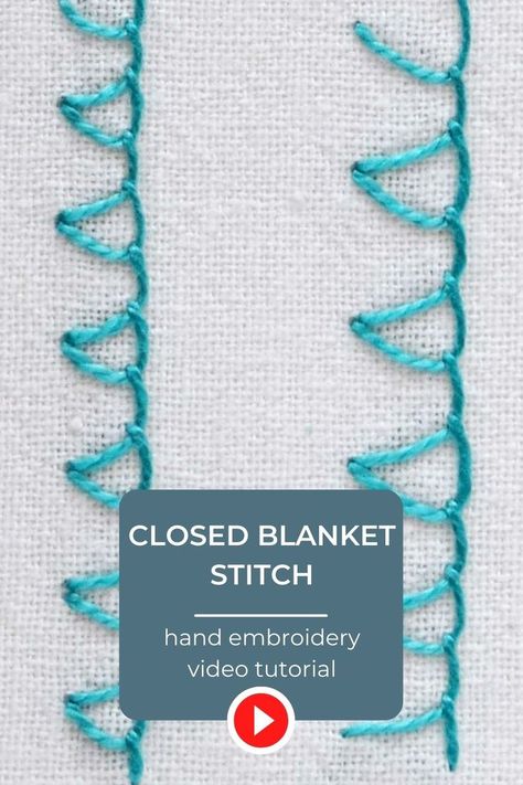 How to embroider Closed blanket stitch - video tutorial Closed Blanket Stitch, Hand Embroidery Videos, Embroidered Art, Embroidery Videos, Edge Stitch, Hand Embroidery Stitches, Blanket Stitch, Embroidery And Stitching, Watch Video