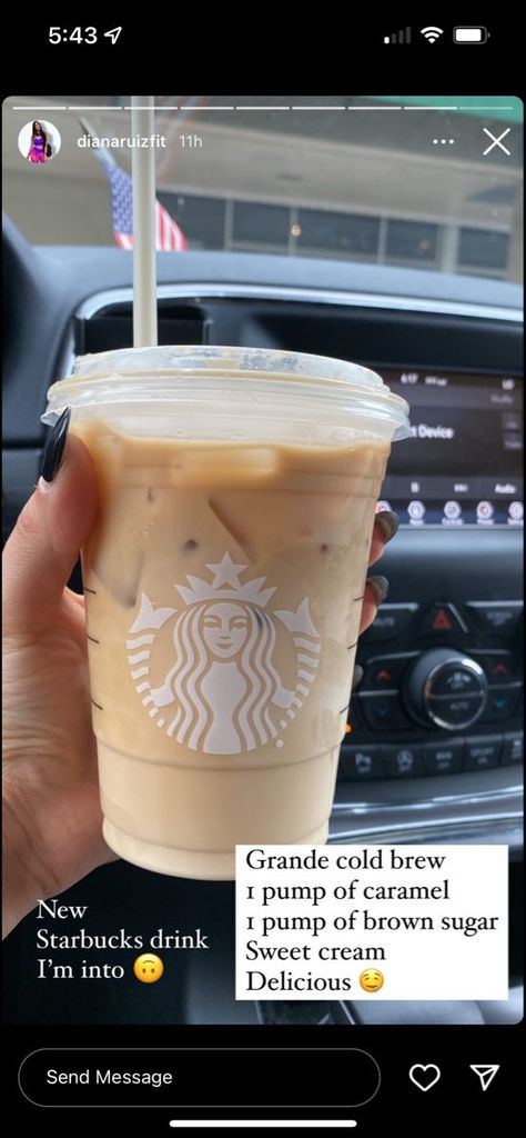 Brown Sugar Starbucks Drink, Sweet Starbucks Coffee Orders, Starbucks Cold Brew Order, Iced Coffee Starbucks Order, Best Iced Coffee Starbucks Orders, Starbucks Healthy, Coffe Drinks, Starbucks Drink Menu, Coffee Orders