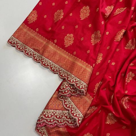 Wedding attire Lowest price ever on Instagram Dm order to whatsup 8309874411 @hansicollections inbox folder *Exclusive Only At Our Store* Banarasi Silk saree with Flower weaving on all over the saree Weaving border on either side Rich & Elegant Weaving Pallu as shown *Scalloped Sequence & Embroidery Cut Work border attached on saree* Teamed with polka butties having weaving border with scalloped border 2299 Free shipping #hansicolletions #banarasisaree #organzaasaree #kuppadam #... Flower Weaving, Saree Elegant, Saree Tassels Designs, Latest Bridal Blouse Designs, Latest Blouse Designs Pattern, Sequence Embroidery, Saree Tassels, Scalloped Border, Hand Work Blouse