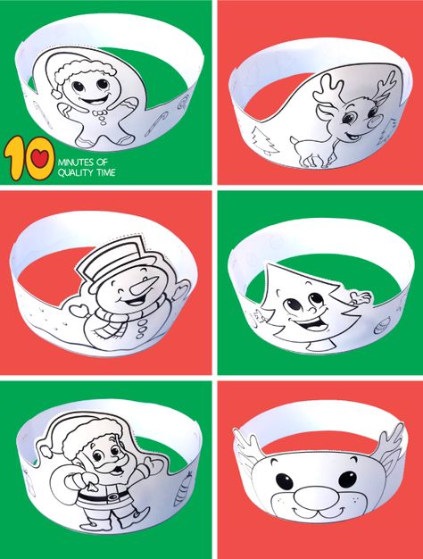 Christmas Printable Headbands Christmas Hats To Make For Kids, Christmas Headbands For Kids, Gingerbread Man Activities Kindergarten, Headband Crafts For Kids, Christmas Headband Craft, Thanksgiving Headband Craft, Printable Headband, Christmas School Crafts, Christmas Headband Diy