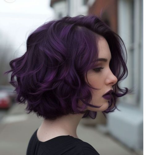 Purple Shaggy Hair, Violet Short Hair, Fall Outfits Formal, The Selfish Gene, Purple Short Hair, Short Purple Hair, Purple Bob, Purple Hair Highlights, Outfits Formal