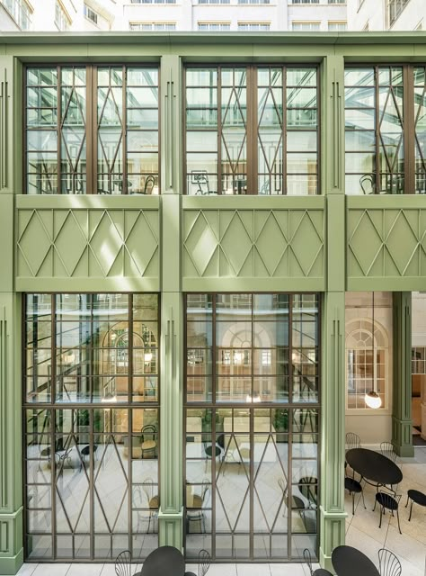 PDP London refurbishes art deco office with jewel-like extensions Hoover Building, Art Deco Office, Art Deco Motifs, Glass Building, Facade Lighting, Interior Renovation, Building Art, Ground Floor Plan, Interior Garden