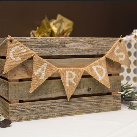 For a rustic wedding why not make your own wedding cards box. Wooden crates for cards boxes work really well. Place a wooden crate on your gift table and add some Party Card Box, Rustic Wedding Card Holder, Wedding Styling Ideas, Rustic Graduation Party, Graduation Party Cards, Diy Card Box, Rustic Card Box, Graduation Card Boxes, High School Graduation Party Decorations