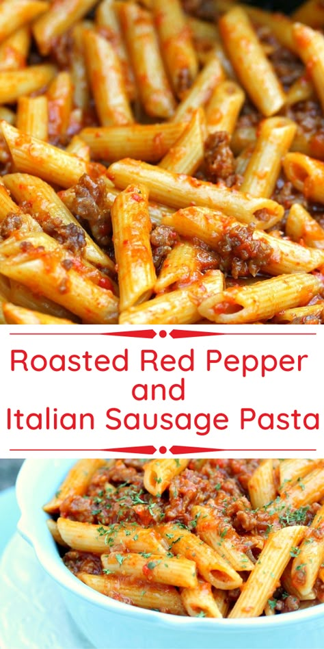 Roasted Red Peppers Recipes, Flavorful Chicken Breast Recipes, Sausage And Peppers Pasta, Red Pepper Recipes, Red Pasta, Roasted Red Pepper Pasta, Red Pepper Pasta, Roasted Red Pepper Sauce, Italian Sausage Pasta