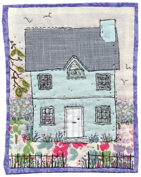 Sharon Blackman, Free Motion Applique, Freehand Machine Embroidery, 3d Collage, Home Portrait, Textile Art Embroidery, House Portrait, Cottage Inspiration, Fabric Cards