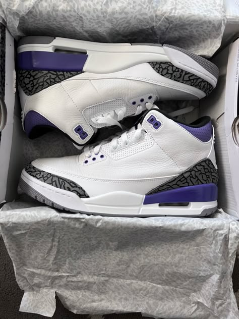 Jordan 3s Dark Iris, Jordan 3 Iris, Dark Iris Jordan 3, Jordan 3 Dark Iris, Off White Sneakers, Rick Owens Shoes, Gucci Balenciaga, Trendy Shoes Sneakers, Pretty Shoes Sneakers