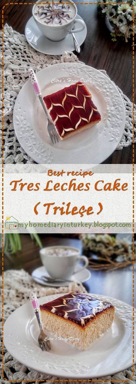 Trilece Recipe, Tri Lece, Leches Cake, Tres Leches Cake, Turkish Food, Tres Leches, Food Heaven, Breakfast Cake, Turkish Recipes