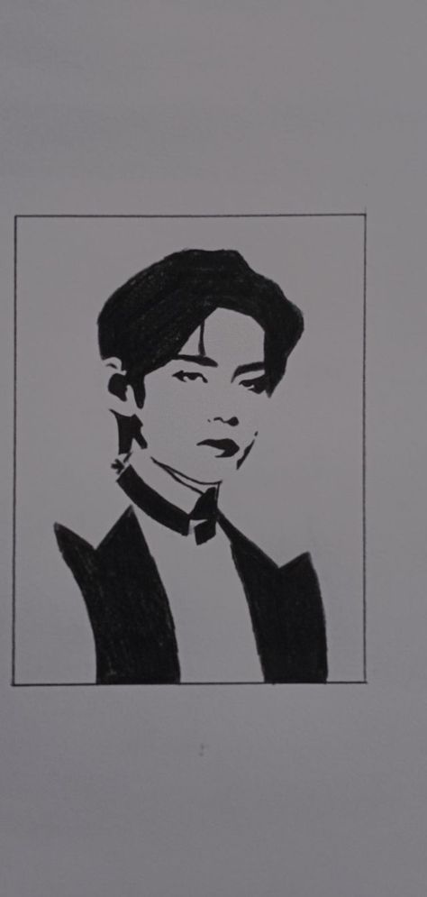 Kim taehyung Taehyung Lips Sketch, Taehyung Stencil Art, Drawing Taehyung Easy, Kim Taehyung Drawing Easy, Kim Taehyung Sketch, Kim Taehyung Drawing, V Sketch, Taehyung Sketch, Pencil Sketches Of Faces