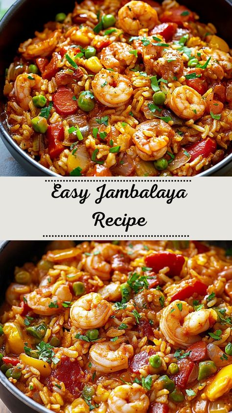 Savor the taste of Louisiana with this Easy and Delicious Jambalaya Recipe. With a mix of rice, vegetables, and your choice of proteins, this dish brings warmth and comfort to any table. Ready in under an hour, it's perfect for busy weeknights! Ground Beef Jambalaya Recipe, Boston Pizza Jambalaya Recipe, Recipe For Jambalaya New Orleans, Jambalaya Recipes Easy, Jambalaya Recipe For Two, Recipes For Jambalaya, Jambalaya Rice Recipe Easy, Kielbasa Jambalaya Recipe, Beef Jambalaya Recipe