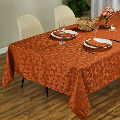 Cottagecore Living, Thanksgiving Tablecloth, Cozy Cottagecore, Fall Tablecloth, Rectangle Tables, Fitted Tablecloths, Stained Table, Kitchen Tablecloths, Fabric Stains