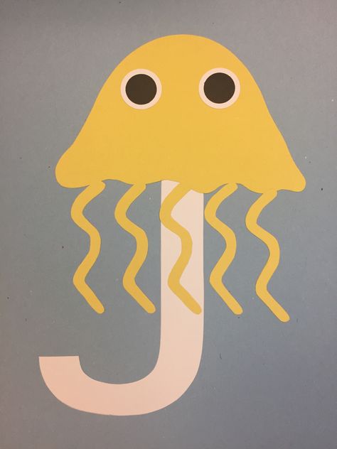 Letter J Jellyfish Craft, J Is For, Letter J Crafts For Preschoolers, Aa Letter, J Is For Jellyfish, Letter J Crafts, Preschool Letter Crafts, Zoo Phonics, Kindergarten Drawing