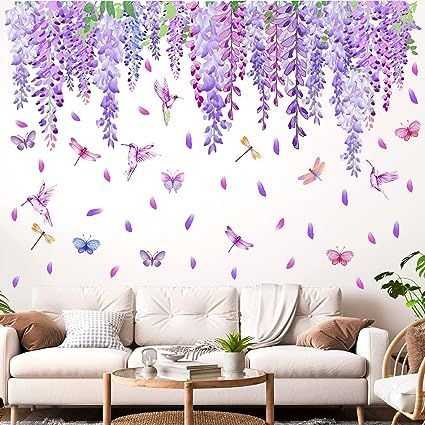 Wisteria Window, Baby Room Wall Stickers, Bird Wall Decals, Summer Flowers Garden, Window Wall Decor, Floral Wall Decals, Flower Window, Wall Decals For Bedroom, Flower Wall Decals