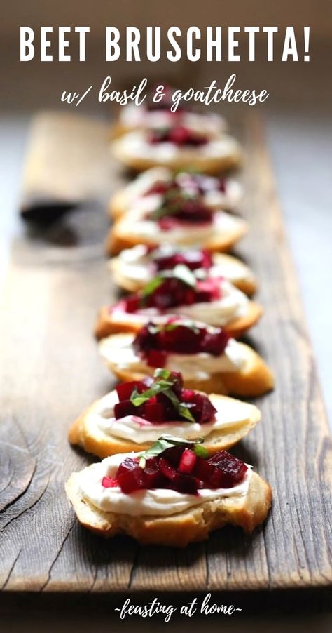 Beets Appetizer, Beet Bruschetta, Beet Appetizer, Bruschetta With Goat Cheese, Beet Relish, Easy Delicious Appetizers, Vegetarian Appetizer, Crostini Appetizers, Beet And Goat Cheese